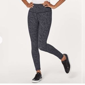 lululemon wunder under hi-rise 7/8 tight size 12 in luon frayed camo black white